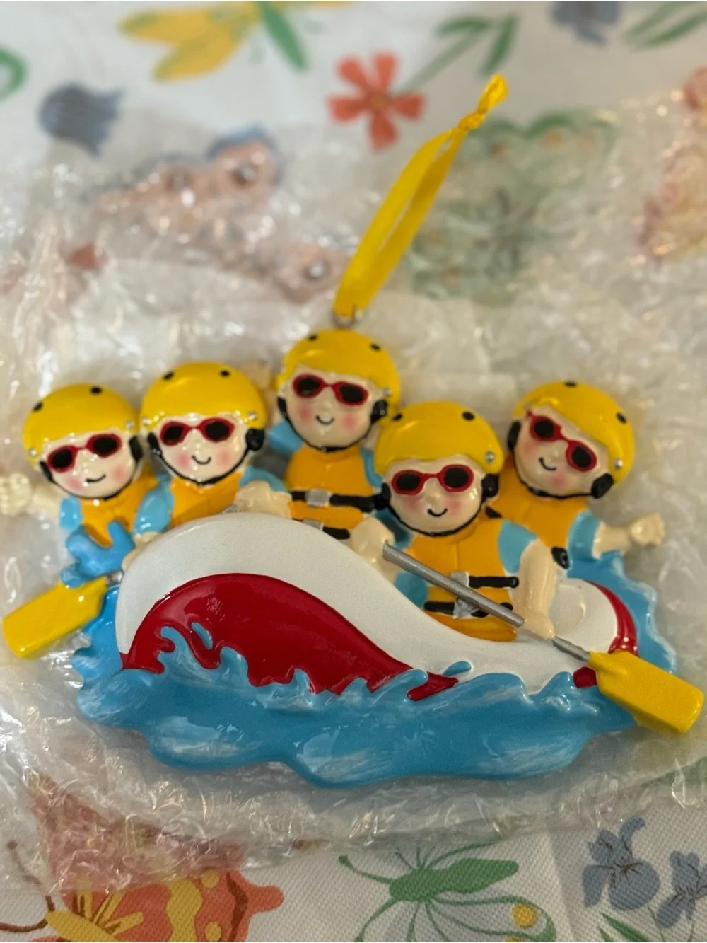 Water Rafting Family of 5 Ornament